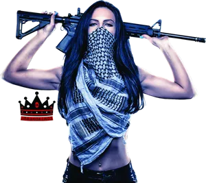 Urban_ Warrior_ Woman_with_ Rifle.png PNG image