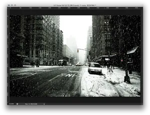 Urban Winter Snowfall Scene PNG
