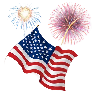 Usa Flag With Fireworks PNG Nnd PNG