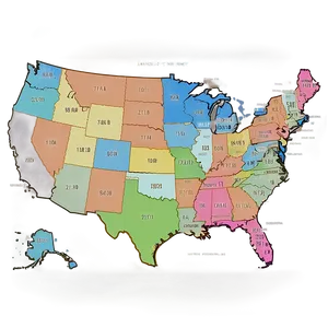 Usa Map With Area Codes PNG Gnr50 PNG