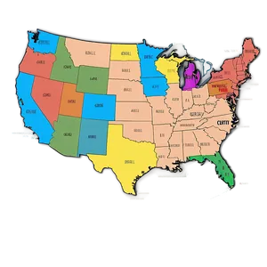 Usa Outline With Regions Png 06282024 PNG image