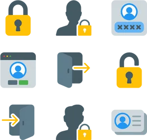 User Authentication Icons Set PNG image