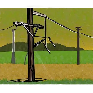 Utility Pole In Field PNG 06262024