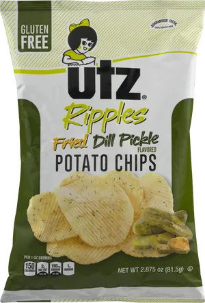 Utz Ripples Fried Dill Pickle Potato Chips Package PNG image