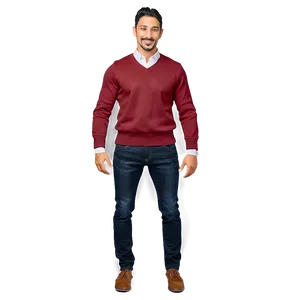 V-neck Red Sweater PNG 06292024 PNG