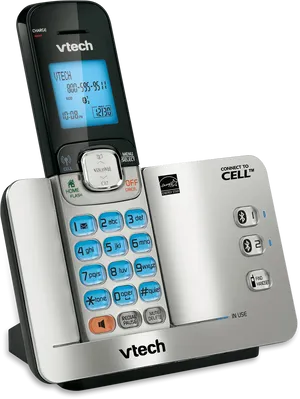 V Tech Cordless Phone Docked PNG