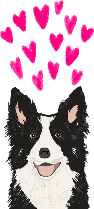 Valentine Dog Love Hearts PNG image