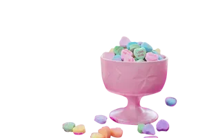 Valentines Candy Heartsin Pink Bowl PNG