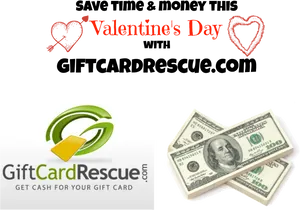 Valentines Day Gift Card Promotion100 Dollar Bills PNG image