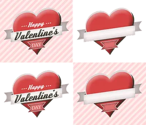 Valentines Day Heart Banners PNG image