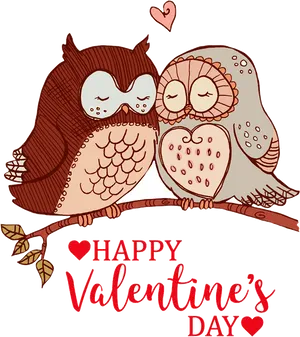 Valentines Day Owls Love Illustration PNG