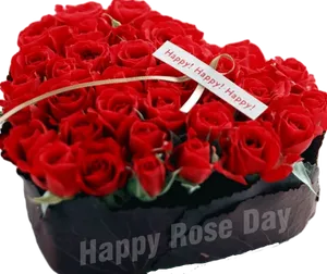 Valentines Day Red Roses Heart Shaped Arrangement PNG