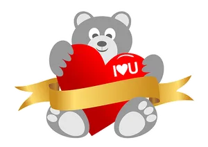 Valentines Day Teddy Bear Holding Heart PNG image