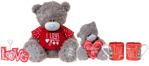 Valentines Day Teddy Bearsand Mugs PNG image