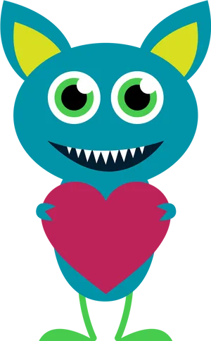 Valentines Monster Holding Heart PNG image