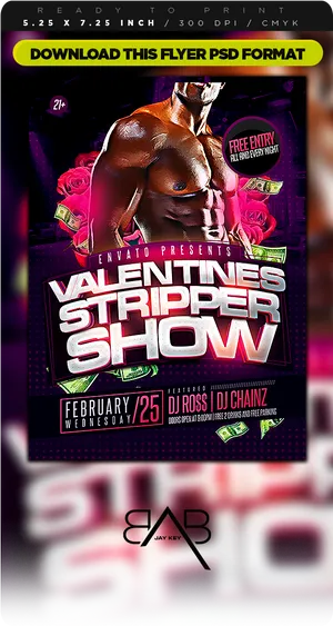 Valentines Stripper Show Flyer PNG image