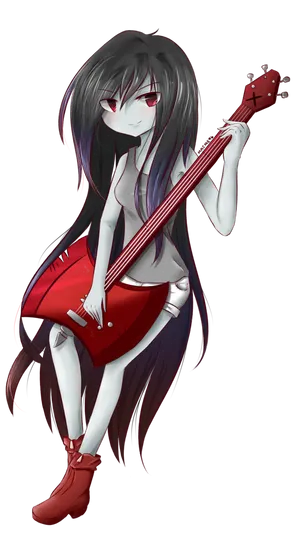 Vampire Girlwith Red Guitar PNG image