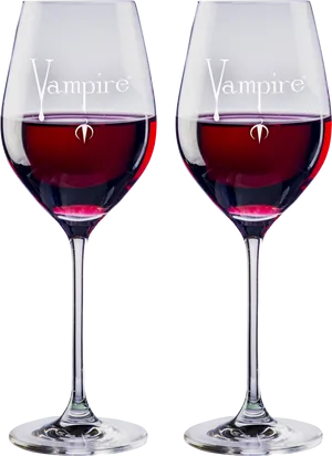 Vampire Themed Wine Glasses PNG image