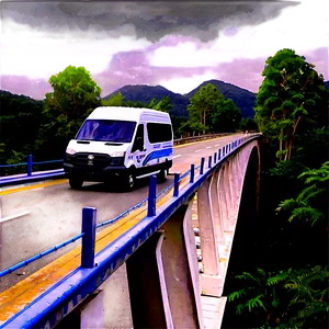 Van On Bridge View PNG Qoi