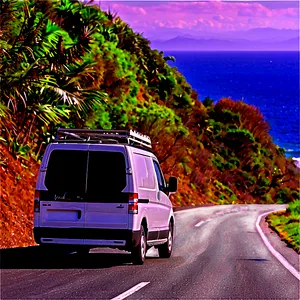 Van On Coastal Road PNG Mcf42 PNG