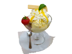 Vanilla Ice Cream Dessertwith Strawberry PNG image