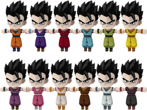 Variationsof Animated Character Outfits PNG image