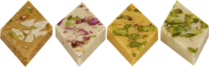 Varietiesof Kaju Katli Sweets PNG image