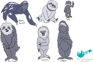 Varietiesof Sloths Illustration PNG image