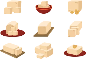 Varietiesof Tofu Illustration PNG image