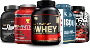 Variety Protein Supplements Containers PNG image