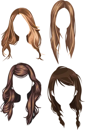Varietyof Brown Hairstyles Illustration
