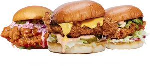 Varietyof Chicken Burgers PNG image