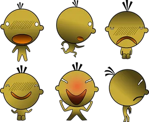 Varietyof Emotions Cartoon Characters PNG image