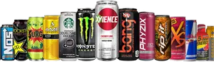 Varietyof Energy Drinks Lineup PNG