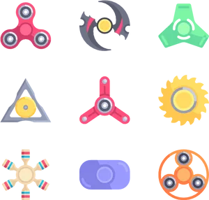 Varietyof Fidget Spinners PNG image