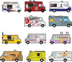 Varietyof Food Trucks Illustration