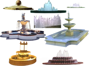 Varietyof Fountains Collage PNG image