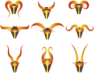 Varietyof Goat Horns Designs PNG image