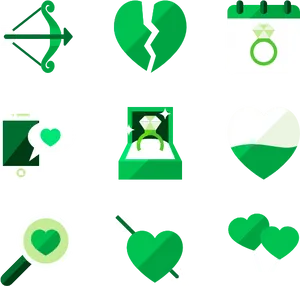 Varietyof Green Heart Icons PNG