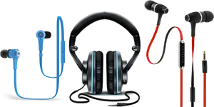 Varietyof Headphonesand Earphones PNG image