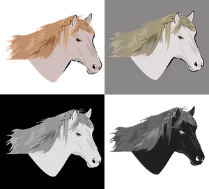 Varietyof Horse Heads Illustration