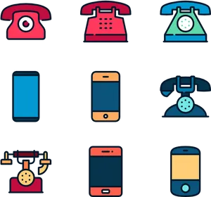 Varietyof Phone Icons Collection PNG image