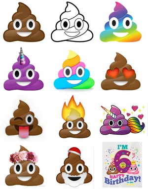 Varietyof Poop Emoji Designs PNG image