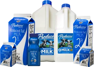 Varietyof Producers Reduced Fat Milk Cartons PNG image