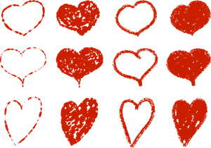 Varietyof Red Heartson Black Background