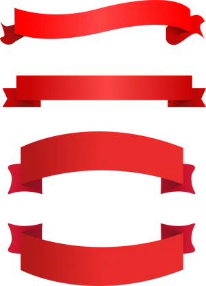 Varietyof Red Ribbons Banners PNG image