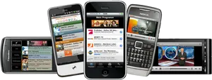 Varietyof Smartphones Displaying Content PNG