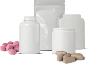Varietyof Supplement Containersand Pills PNG