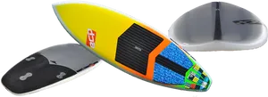 Varietyof Surfboards Displayed PNG image