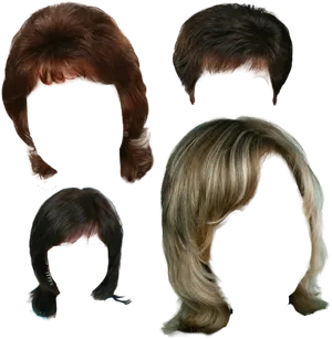 Varietyof Wigs Display PNG image